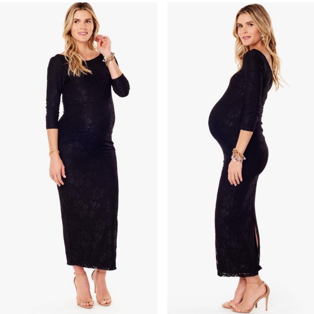 Ingrid & Isabel Black Lace Maternity Maxi Dress